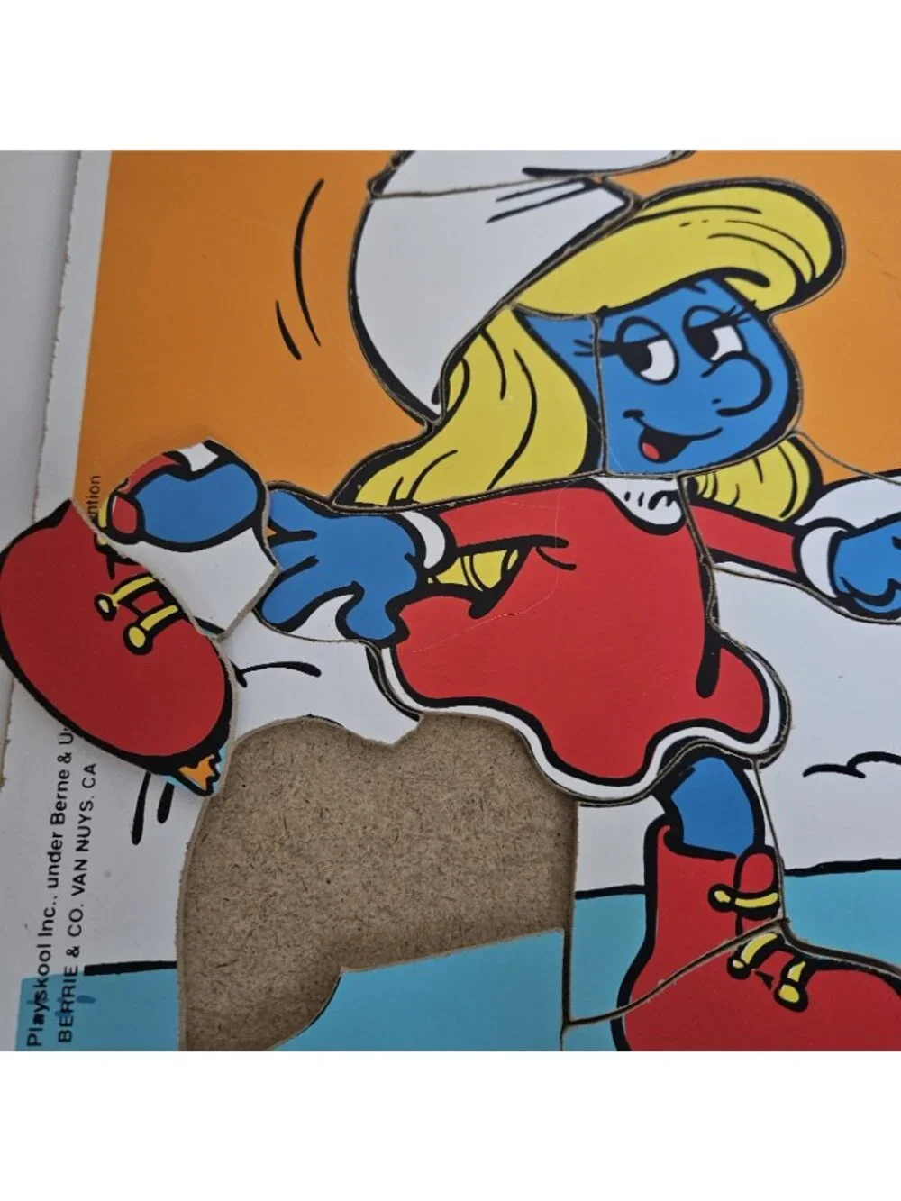 Vintage 1980s Smurfs Playskool Wooden Puzzles Papa Smurfette Lot 2